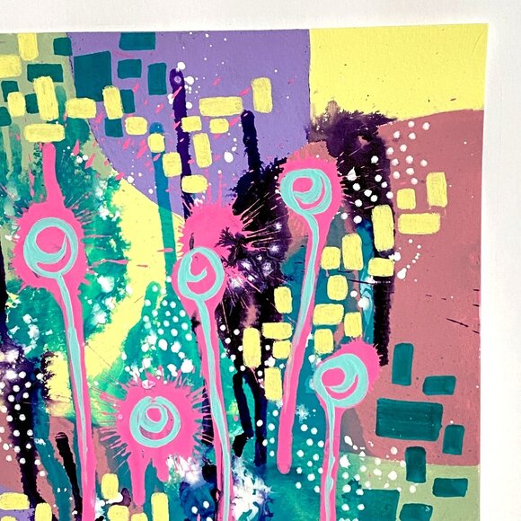 Summer Pop 5 Original Acrylic Wall Art Painting 11x14in Matted Frame Ready - Picture 3 of 9